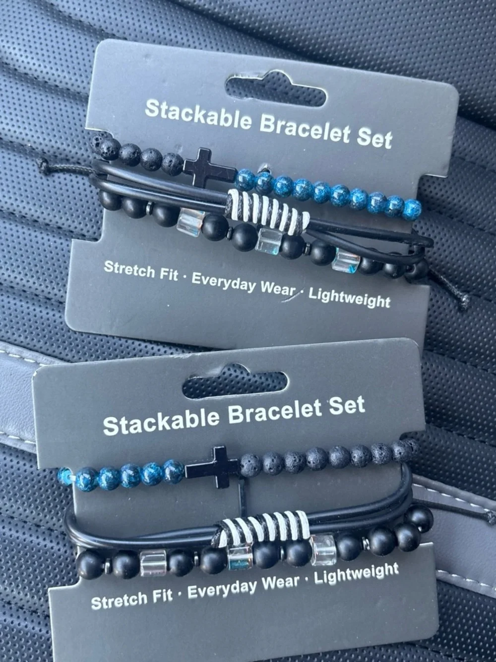 a new day Black and Brown Men's Stackable Bracelet Set